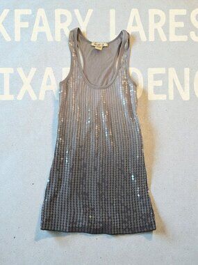 ARDEN B Gray Sequin Ombre y2k Tank Top Size Small